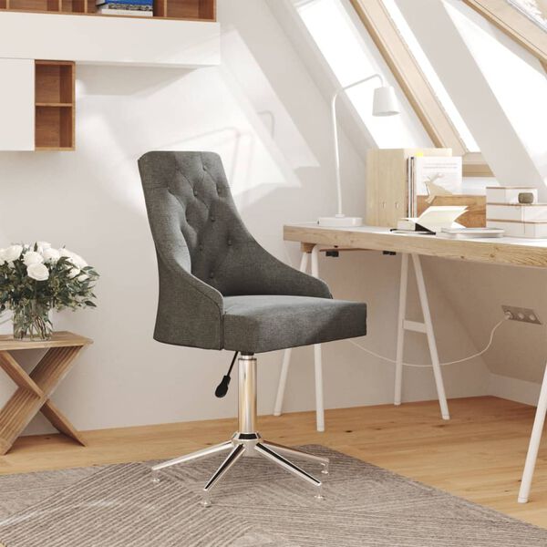 vidaXL Chaise pivotante de bureau Gris fonc&eacute; Tissu