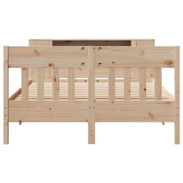 vidaXL Lit biblioth&egrave;que sans matelas 135x190 cm bois de pin massif