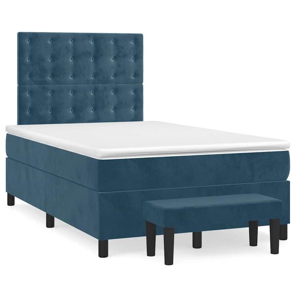 vidaXL Sommier &agrave; lattes de lit et matelas Bleu fonc&eacute; 120x200cm Velours
