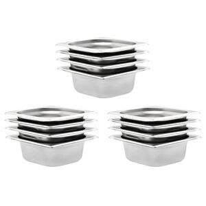 vidaXL R&eacute;cipients Gastronorm 12 pcs GN 1/6 65 mm Acier inoxydable
