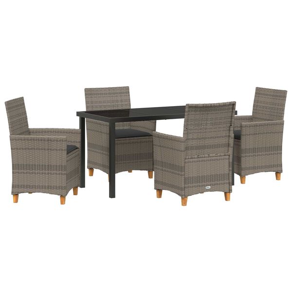 vidaXL Ensemble de salle &agrave; manger pour jardin 5 pcs Gris polyrotin