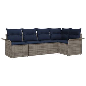 vidaXL Ensemble de canap&eacute; de jardin avec stockage 5 pcs Gris polyrotin