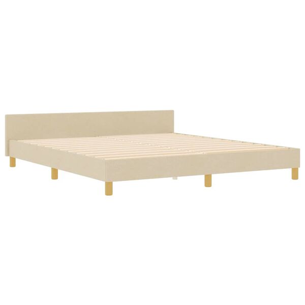 vidaXL Cadre de lit avec t&ecirc;te de lit Cr&egrave;me 180 x 200 cm tissu