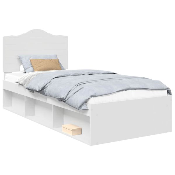 vidaXL Cadre de lit avec t&ecirc;te de lit Blanc 90 x 200 cm Pin massif