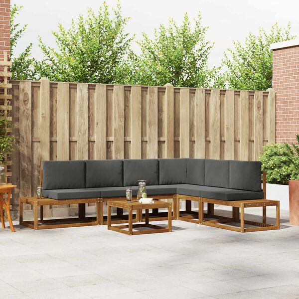 vidaXL Ensemble de canap&eacute;s d'ext&eacute;rieur 7 Pi&egrave;ce Naturel et Anthracite