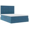 vidaXL Lit avec rangement et LED Bleu fonc&eacute; 140 x 190 cm Velours