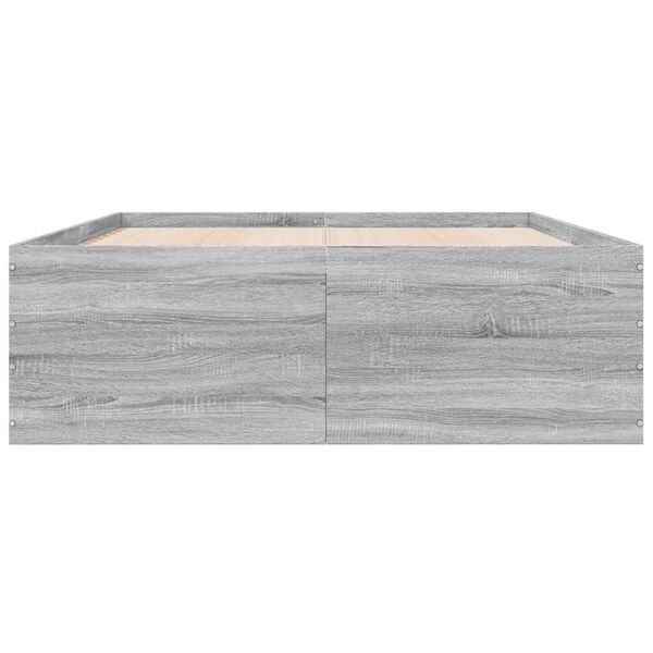 vidaXL Cadre de lit sans matelas sonoma gris 135x190 cm