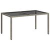 vidaXL Table de jardin 150x90x75 cm Verre tremp&eacute; et poly rotin Gris