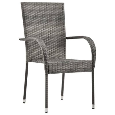 vidaXL Chaises empilables d'extérieur 2 pcs Gris Résine tressée