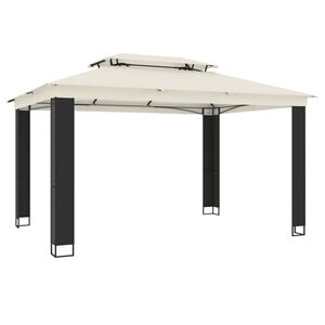 vidaXL Tonnelle &agrave; double toit cr&egrave;me 3,94x2,96 m acier