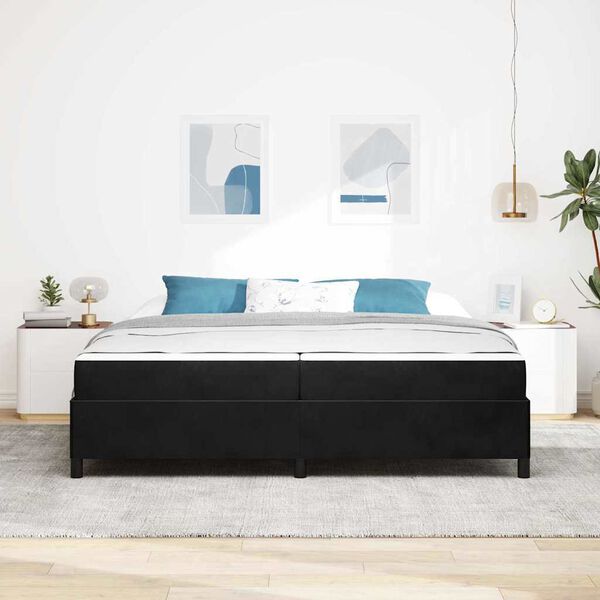 vidaXL Cadre de lit avec matelas Noir 200 x 200 cm tissu