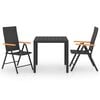 vidaXL Ensemble &agrave; manger de jardin 3 pcs noir et marron