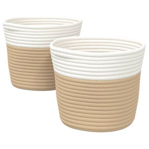 vidaXL Paniers de rangement 2 pcs beige et blanc &Oslash;24x18 cm coton