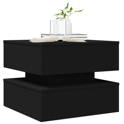 vidaXL Table basse avec lumières LED noir 50x50x40 cm