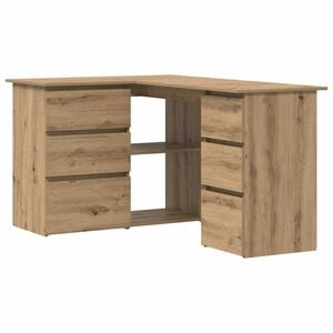 vidaXL Bureau d'angle ch&ecirc;ne artisanal 145x100x76 cm bois d'ing&eacute;nierie