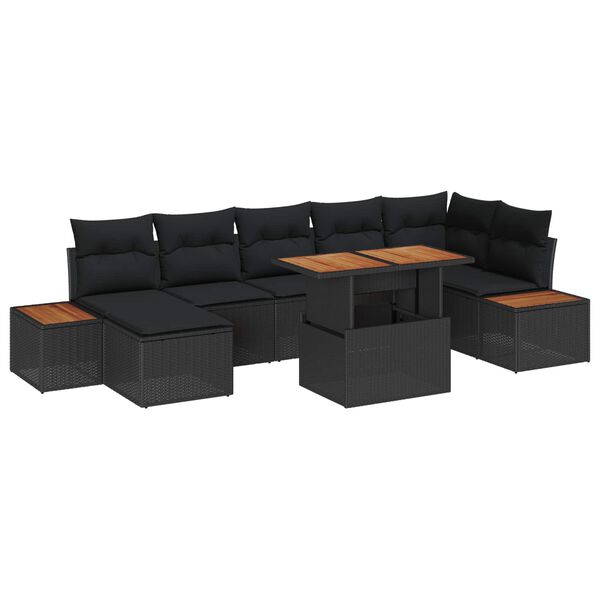 vidaXL Ensemble de canap&eacute; de jardin 8 pcs Noir Poly rotin
