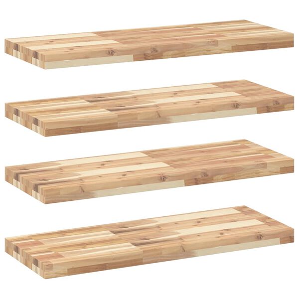 vidaXL &Eacute;tag&egrave;res flottantes 4 pcs 80x30x4 cm acacia massif non trait&eacute;