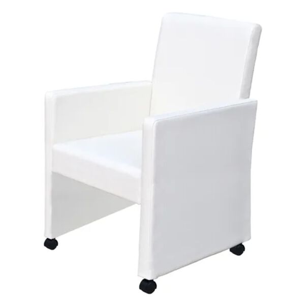 vidaXL Chaises &agrave; manger lot de 2 blanc similicuir