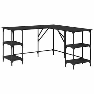 vidaXL Bureau noir 139x139x75 cm bois d'ing&eacute;nierie