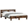 vidaXL Cadre de lit avec LED sans matelas ch&ecirc;ne fum&eacute; 140x200 cm