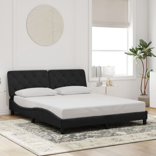 vidaXL Cadre de lit avec LED sans matelas noir 160x200 cm velours