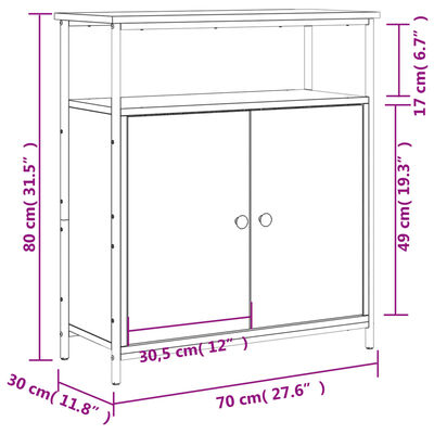 vidaXL Buffet sonoma gris 70x30x80 cm bois d'ingénierie