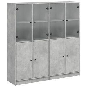 vidaXL Biblioth&egrave;que avec portes gris b&eacute;ton 136x37x142 cm