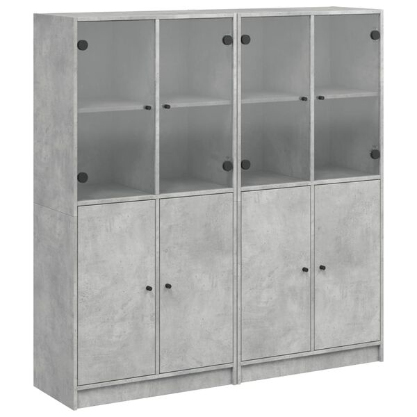 vidaXL Biblioth&egrave;que avec portes gris b&eacute;ton 136x37x142 cm