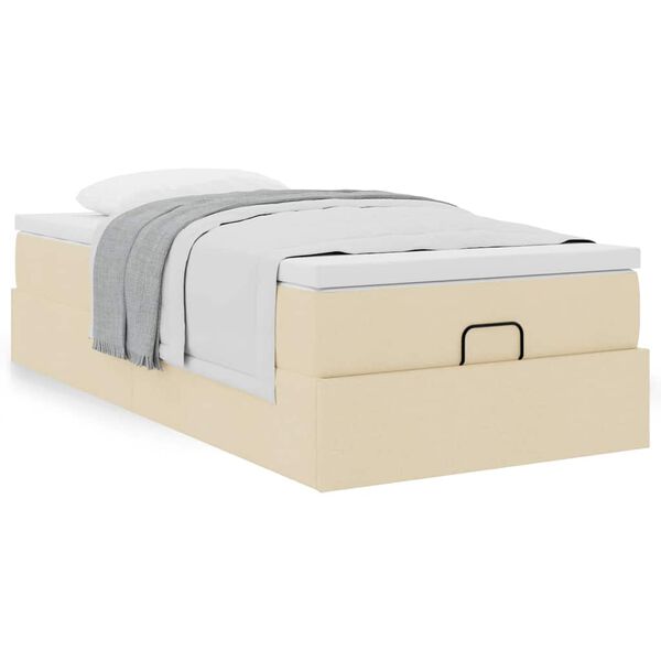 vidaXL Cadre de lit ottoman avec matelas cr&egrave;me 100x200cm tissu
