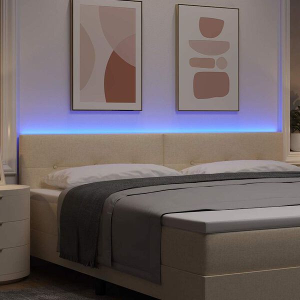 vidaXL T&ecirc;te de lit LED avec des lumi&egrave;res &agrave; LED Cr&egrave;me 200 cm Polyester