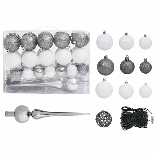 vidaXL Arbre de No&euml;l artificiel pr&eacute;-&eacute;clair&eacute; et boules 180 cm vert