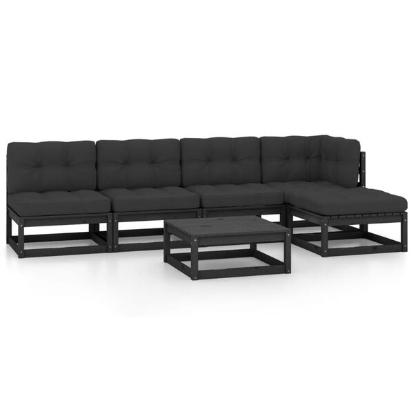 vidaXL Salon de jardin 6 pcs avec coussins Bois de pin massif
