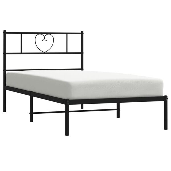 vidaXL Cadre de lit m&eacute;tal sans matelas avec t&ecirc;te de lit noir 90x200 cm