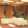 vidaXL Salon de jardin 10 pcs avec coussins cr&egrave;me bois de pin massif