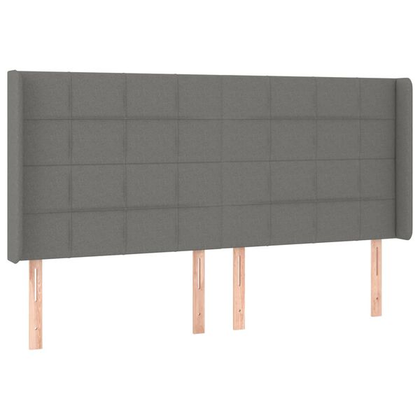 vidaXL T&ecirc;te de lit &agrave; LED Gris fonc&eacute; 183x16x118/128 cm Tissu
