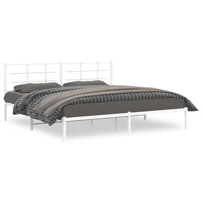 vidaXL Cadre de lit métal sans matelas et tête de lit blanc 193x203 cm