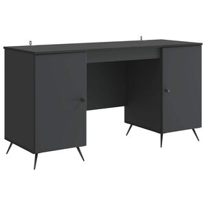 vidaXL Bureau avec &eacute;tag&egrave;re Noir 142,5 x 50 x 75 cm Bois d'ing&eacute;nierie