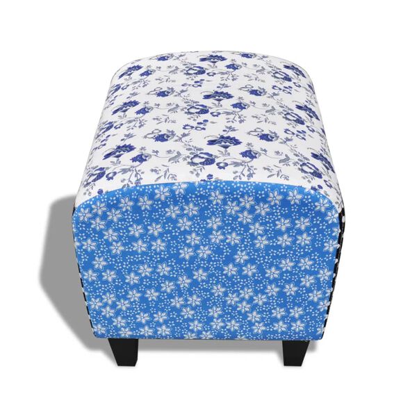vidaXL Repose-pied Design avec patchwork Bleu et blanc
