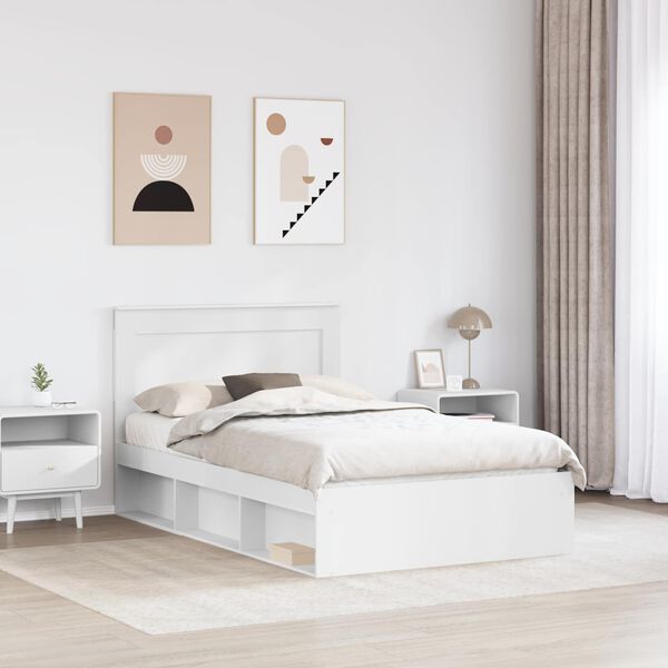 vidaXL Cadre de lit avec t&ecirc;te de lit Blanc 120 x 200 cm Pin massif