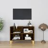 vidaXL Meuble TV avec pieds en bois massif Ch&ecirc;ne fum&eacute; 69,5x30x50 cm