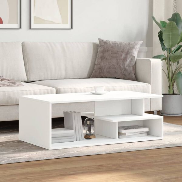 vidaXL Table basse blanc 102x55x35 cm bois d'ing&eacute;nierie