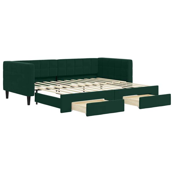 vidaXL Lit de jour avec gigogne et tiroirs sans matelas 90x200 cm