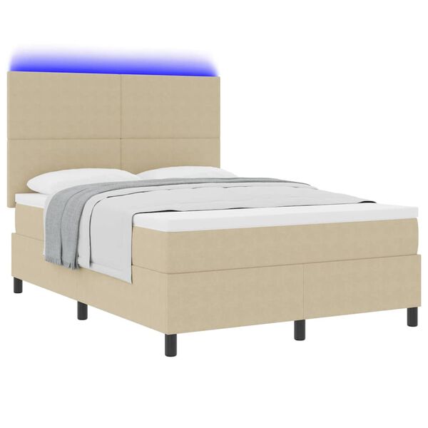 vidaXL Lit &agrave; ressort LED Gris clair et blanc 160 x 200 cm
