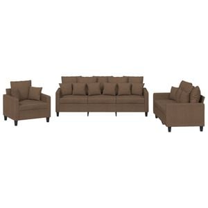 vidaXL Ensemble de canap&eacute;s 3 pcs avec coussins marron tissu