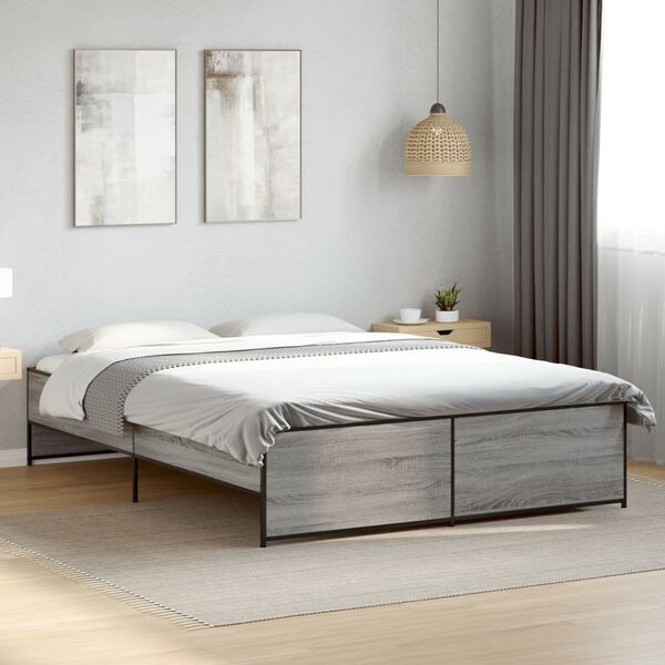 vidaXL Cadre de lit sans matelas sonoma gris 140x200 cm