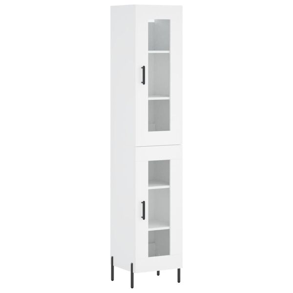 vidaXL Buffet haut Blanc 34,5x34x180 cm Bois d'ing&eacute;nierie