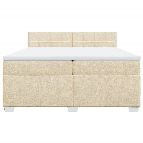 vidaXL Sommier &agrave; lattes de lit avec matelas Cr&egrave;me 200x200 cm Tissu