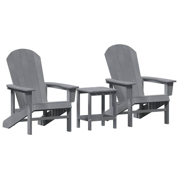 vidaXL Chaise de jardin 3 pcs Gris clair Poly&eacute;thyl&egrave;ne