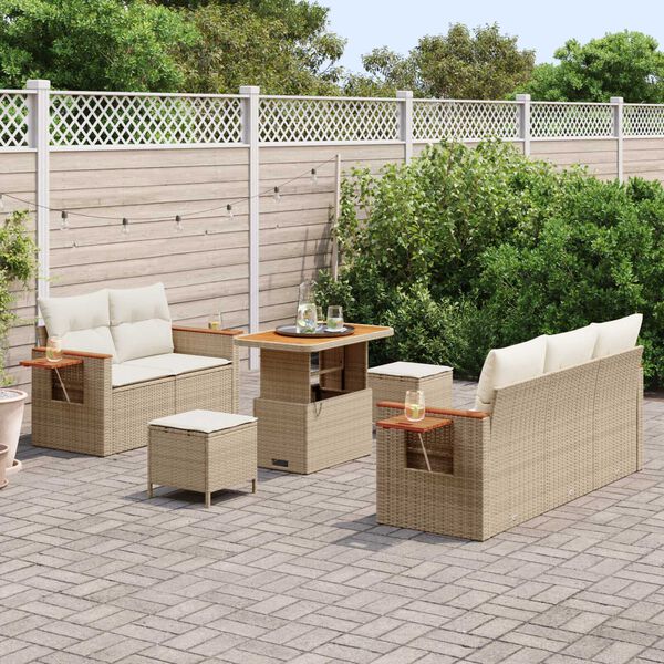vidaXL Ensemble de canap&eacute; de jardin 10 pcs Beige et cr&egrave;me polyrotin