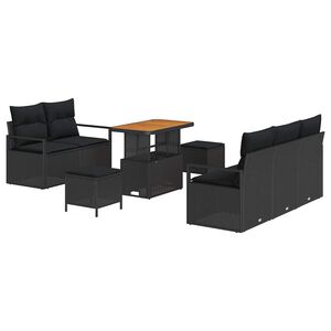 vidaXL Ensemble de canap&eacute; de jardin 8 pc 7 place Noir